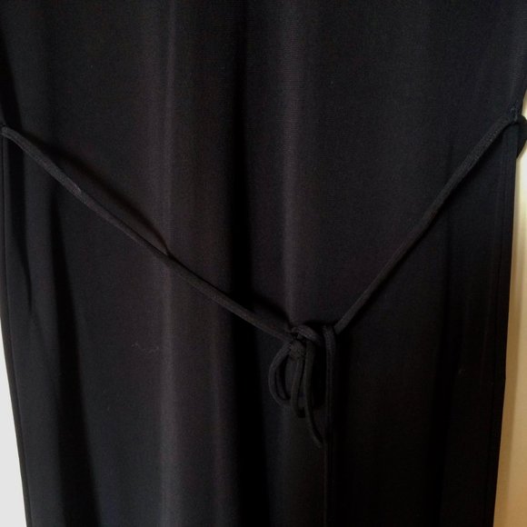 BABATON Aritzia Black Midi Dress with Tie - Picture 6 of 7